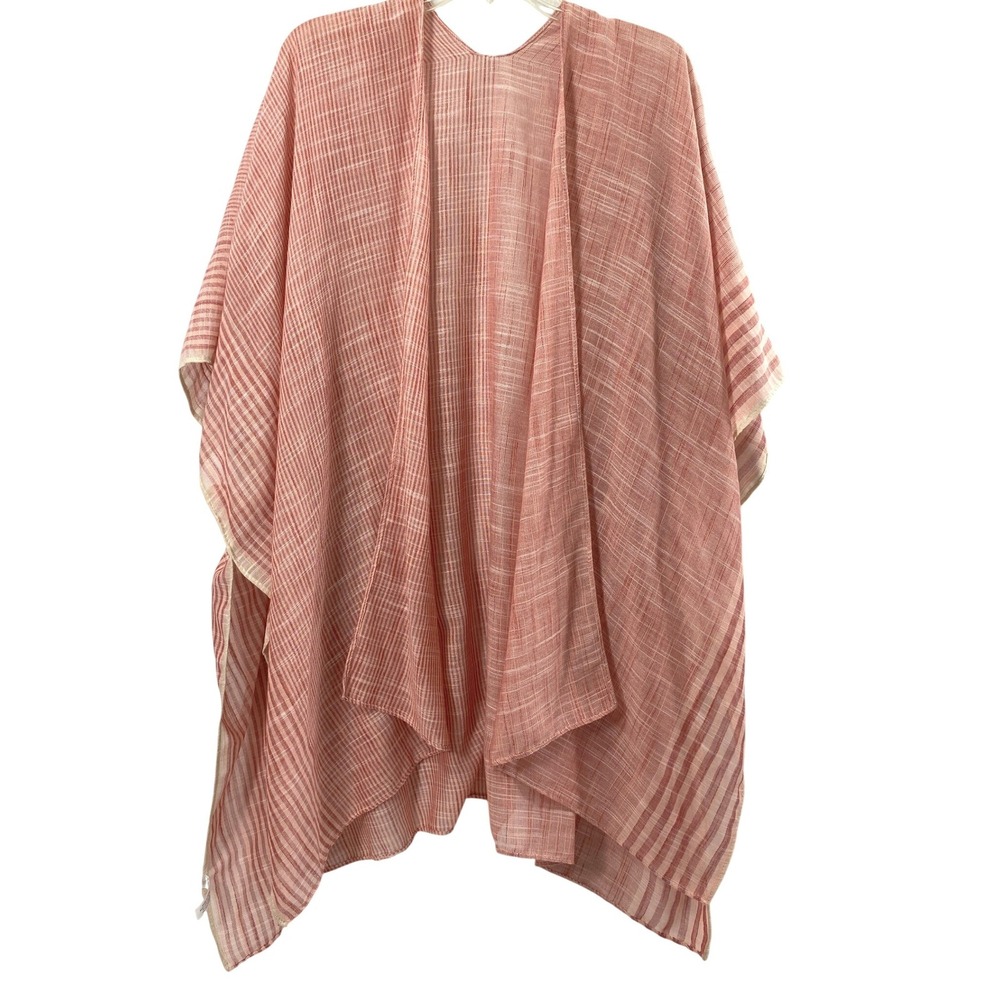 Womens Duster OS Striped Open Front Draped Wrap Boho Oversized Lagenlook Layer
